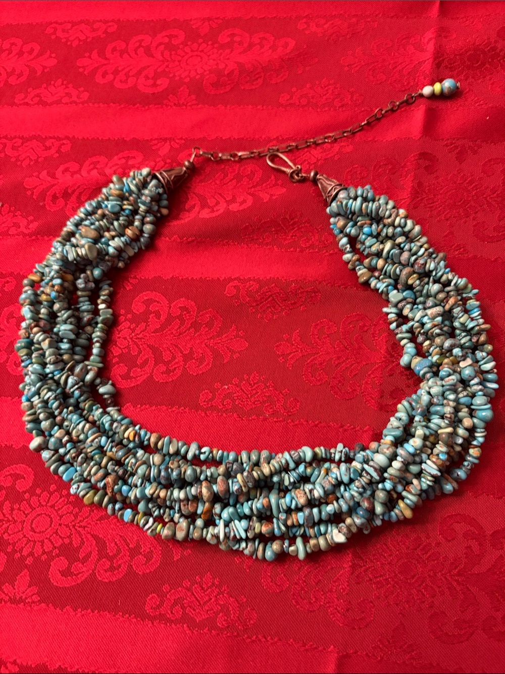 Vintage Malachite Multi-Strand Chip Necklace